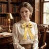 Fabric Bow Tie Detachable Bowknot Brooches Elegant Necktie Shirt Collar Pin  Unisex