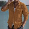 Camicia Casual a Maniche Lunghe in Lino da Uomo Transfrontaliera Primavera Estate Spiaggia Tinta Unita Camicia Quotidiana