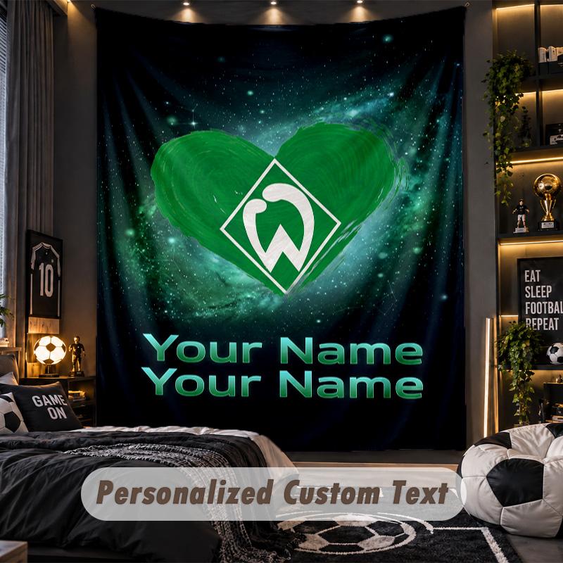 TapestryWerder Bremen FC Custom Name Text Personalized Wall Hanging Tapestry Home Wall Decor