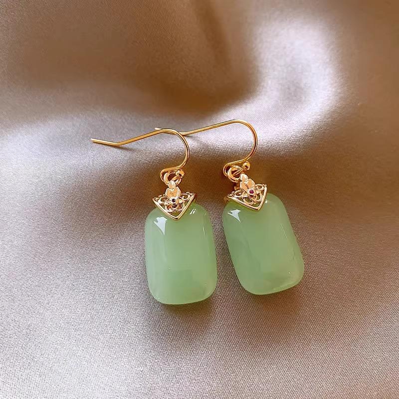 Female Niche Temperament Chinese Style Square Earrings