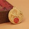 Red Dragon Zodiac Gold Ingot Pendant with Vermilion Relief Pattern