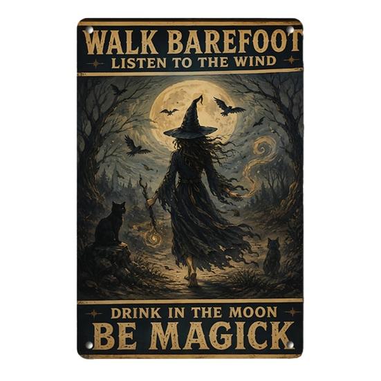 Wandkunst für drinnen und draußen Retro Halloween Schild, Kürbis Geist Badezimmer Metall Langlebiges Hängeschild Hexe Katze Festival für Bar Zuhause Raum Dekor
