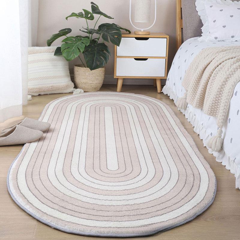 Minimalistický Ložnicový Oválný Umělecký Plyšový Koberec Domácí Pokoj Moderní Severský Styl Pohovka Konferenční Stolek Podložka