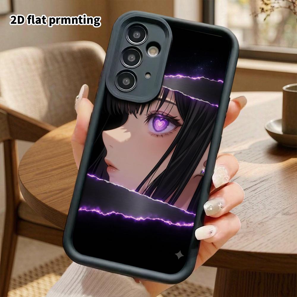 Phone Case: 2D flat, suitable for Samsung Galaxy A34 A35 M05 M06 S20 S22 S21 FE Plus 5G protective case, featuring a purple-eyed girl on the frame, pe