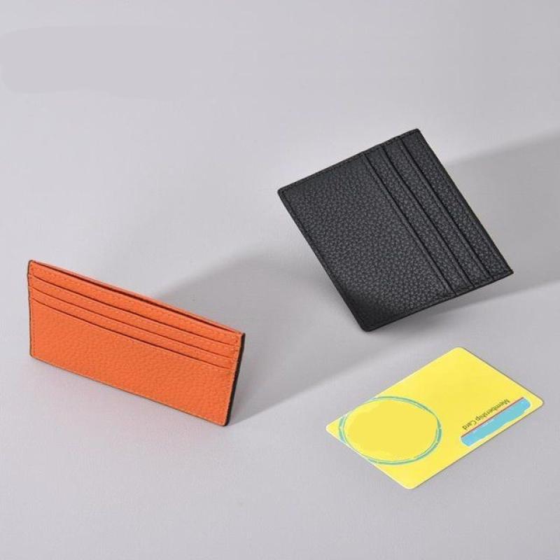 Ultra-Thin Genuine Leather Business Card Holder Compact Wallet Simple Design Top Layer Cowhide Single-Piece Card Sleeve High-End