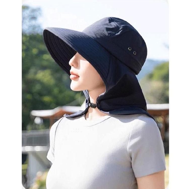Women Sun Hat Bucket Hat with Large Shawl for Travel Hiking Shopping