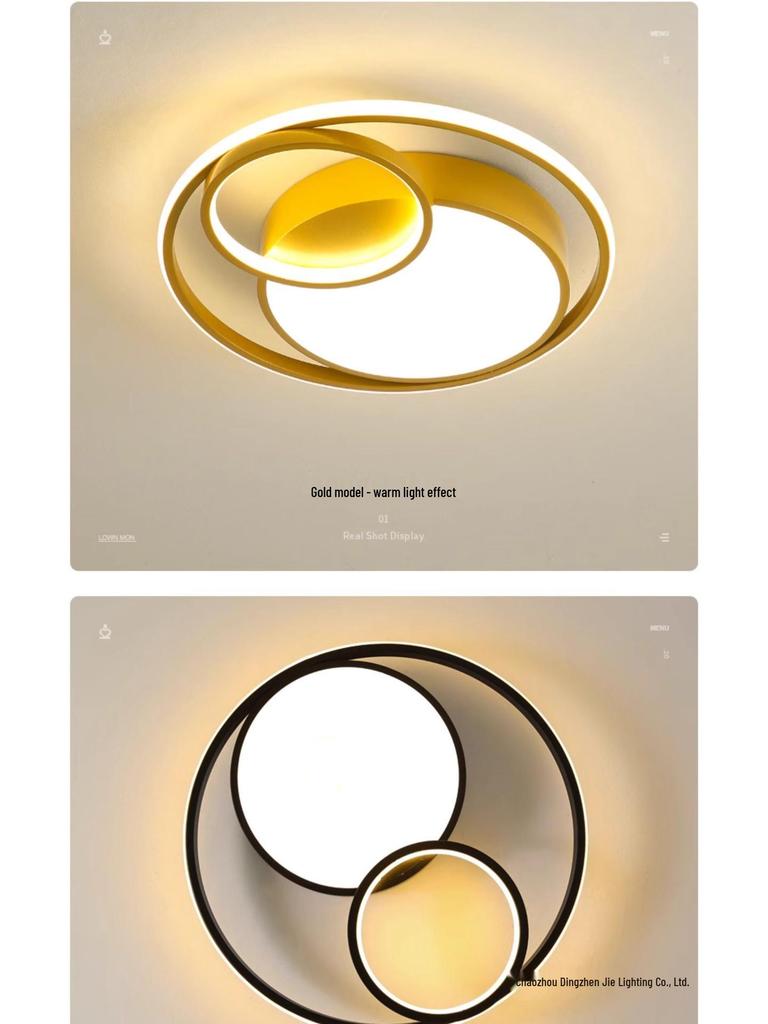 Nordic Modern LED Ceiling Light - Minimalist Black & White Design for Bedroom, Study, or Romantic Settings