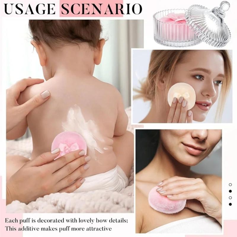 Large Body Powder Puff Glass Storage Jar With Dustproof Lid For Cosmetic Cotton Swabs Makeup Equipment