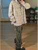 2024 Spring American Retro Plaid Edge Long Sleeve Couple Shirt for Men and Women