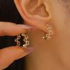 Oil Dripping Love Heart Earrings Hypoallergenic Golden Hollow Heart Hoop Earrings Lightweight Women Girls Earrings Fashion Jewelry