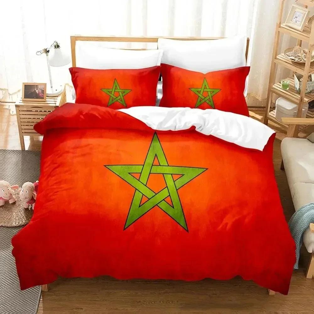 Comforter 3D Print Morocco Flag Bedding Set 3D Printed Suitable For Bedroom Kids Home Textile
