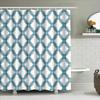 Teal Geometric Shower Curtain Modern Abstract Waterproof Bathroom Decor Set Vintage Style Washable Fabric Backdrop