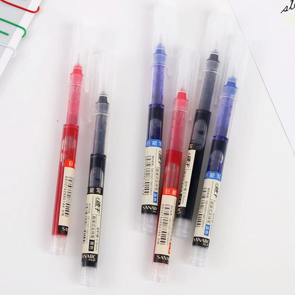 12pcs Student Neutral Straight Liquid Type Ballpoint Gel Pen 0.5mm Black Blue Red Writing Tools