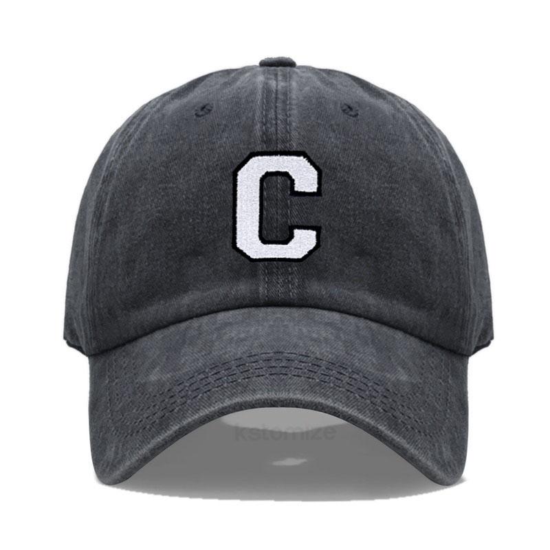 Vintage Washed Cotton Dad Hat Baseball Cap - 2-Tone A-Z Initial Embroidery Adjustable Unisex Team Cap for Men Women