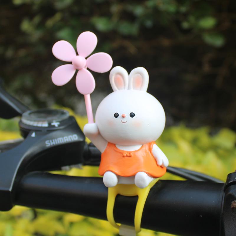 Adorable Rabbit Windmill Bamboo Dragonfly Dashboard Ornament for Scooters, Cars, Bikes, and Motorcycles.