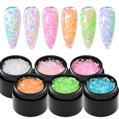 Colorful Glitter Sequins Gel Nail Polish 8ML Semi Permanent Varnish Hybrid Soak Off UV Nail Gel For Manicure Nail Art Design