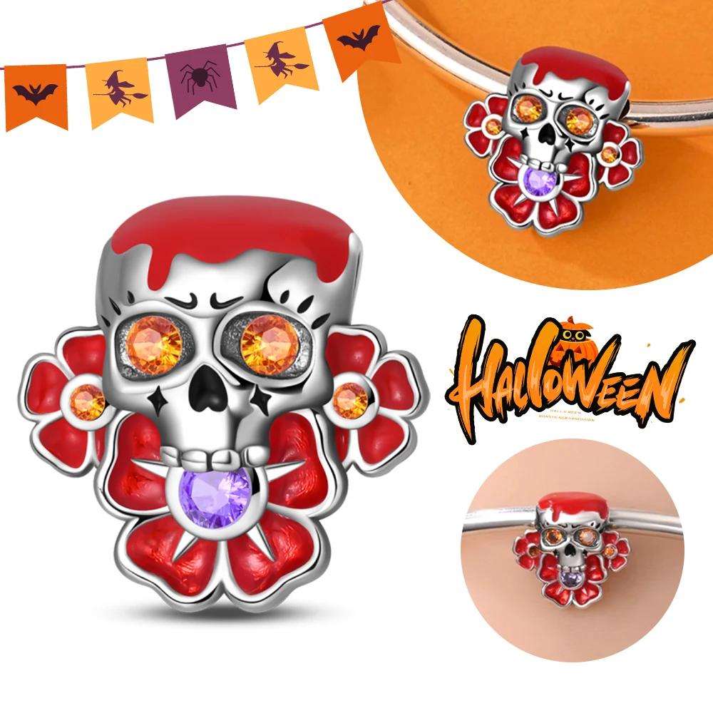 Halloween Party Copper Purple Night Light Castle Magic Hat Pendant Beads Fit Charms Bracelet For Jewelry Making Women Gifts