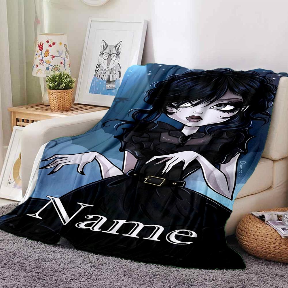 Customiz Name Personality Wednesday Addams Blanket Soft &Warm Sofa Office Bed Travel Lunch Break Blanket, Gift Suitable All Seasons