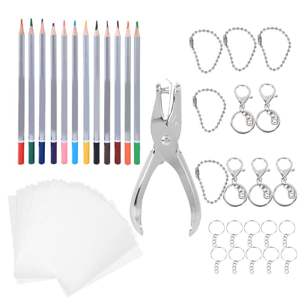 Набор термоусадочной пленки 12 цветных карандашей дырокол DIY брелок броши материал20145 1#