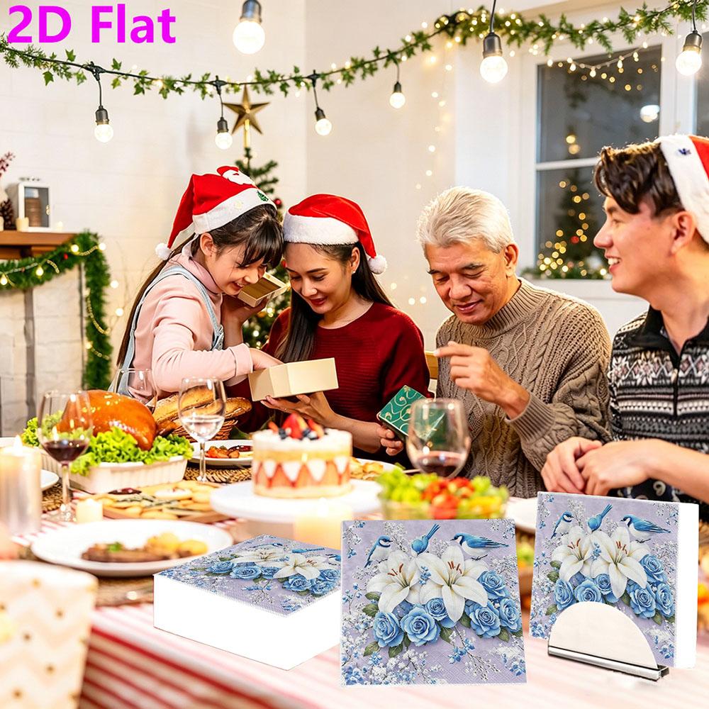 20pcs Disposable Napkins with Flowers, Birds Pattern Print for Wedding,Parties,and Daily Use for Thanksgiving Fall Christmas Table Decoration