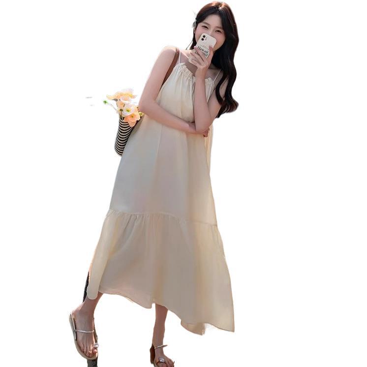 Loose Waist Off-Shoulder Camisole Dress - Women's Summer A-Line, High-End, Vacation Style, Super Fairy, Long Dress.