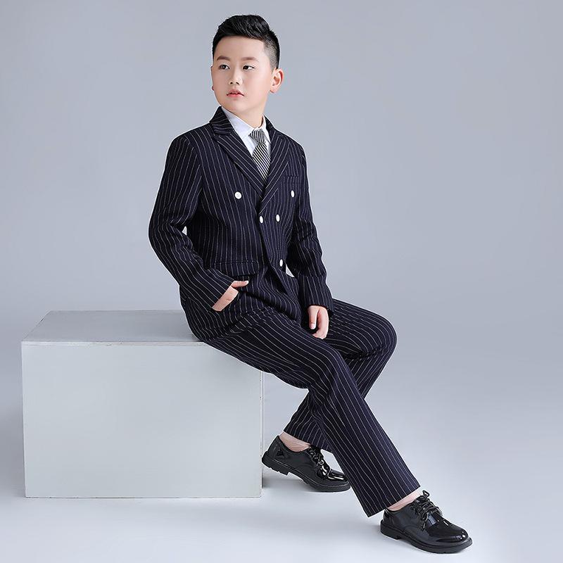 Plus Size Boys' Striped Formal Suit for Kids - Autumn & Winter Collection