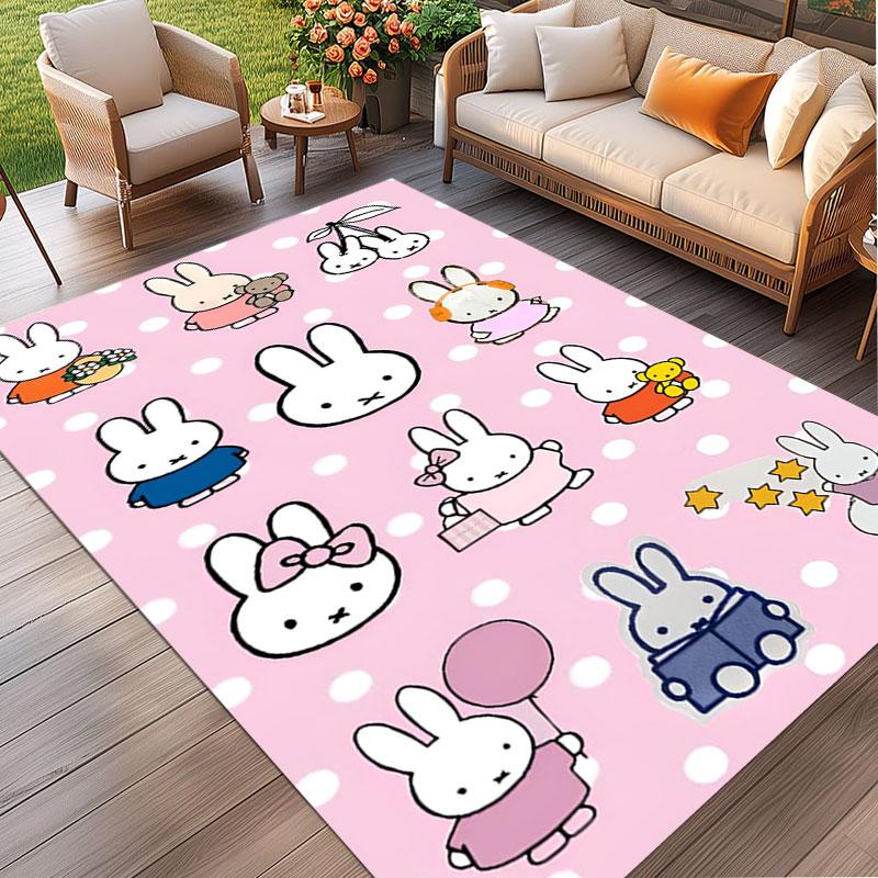 Miffy Print Rug, Washable Floor Carpet, For Entryway Dorm Laundry Room Office Study, Home Decor Birthday Christmas Gift