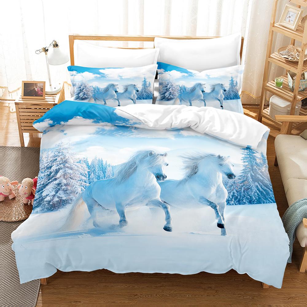 3DThe Horse Bedding Sets Duvet Cover Set With Pillowcase Twin Full Queen King Bedclothes Duvet Cover