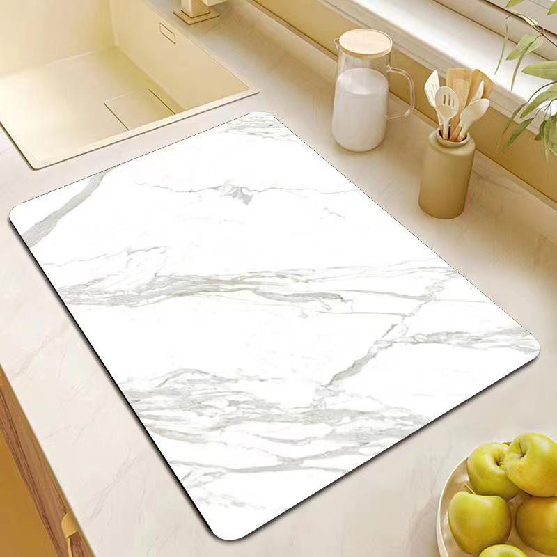 Marble Draining Mat: Diatomaceous Earth, Non-slip, Water Absorbent Kitchen & Dining Surface Mat