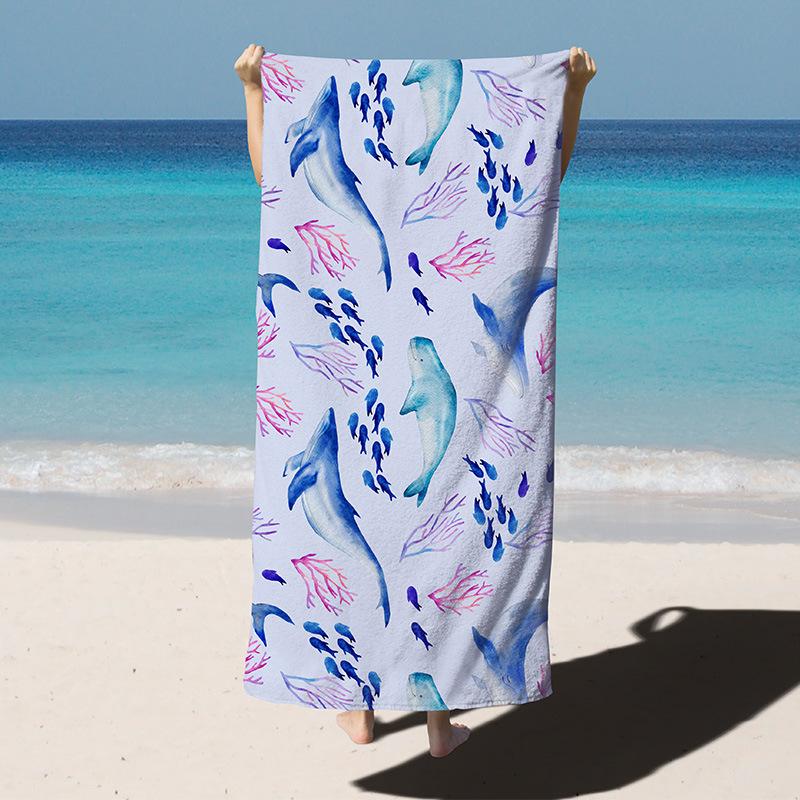 Pink Flamingo Palm Striped Beach Towel Lightweight Microfiber Large Travel Swimming Towel