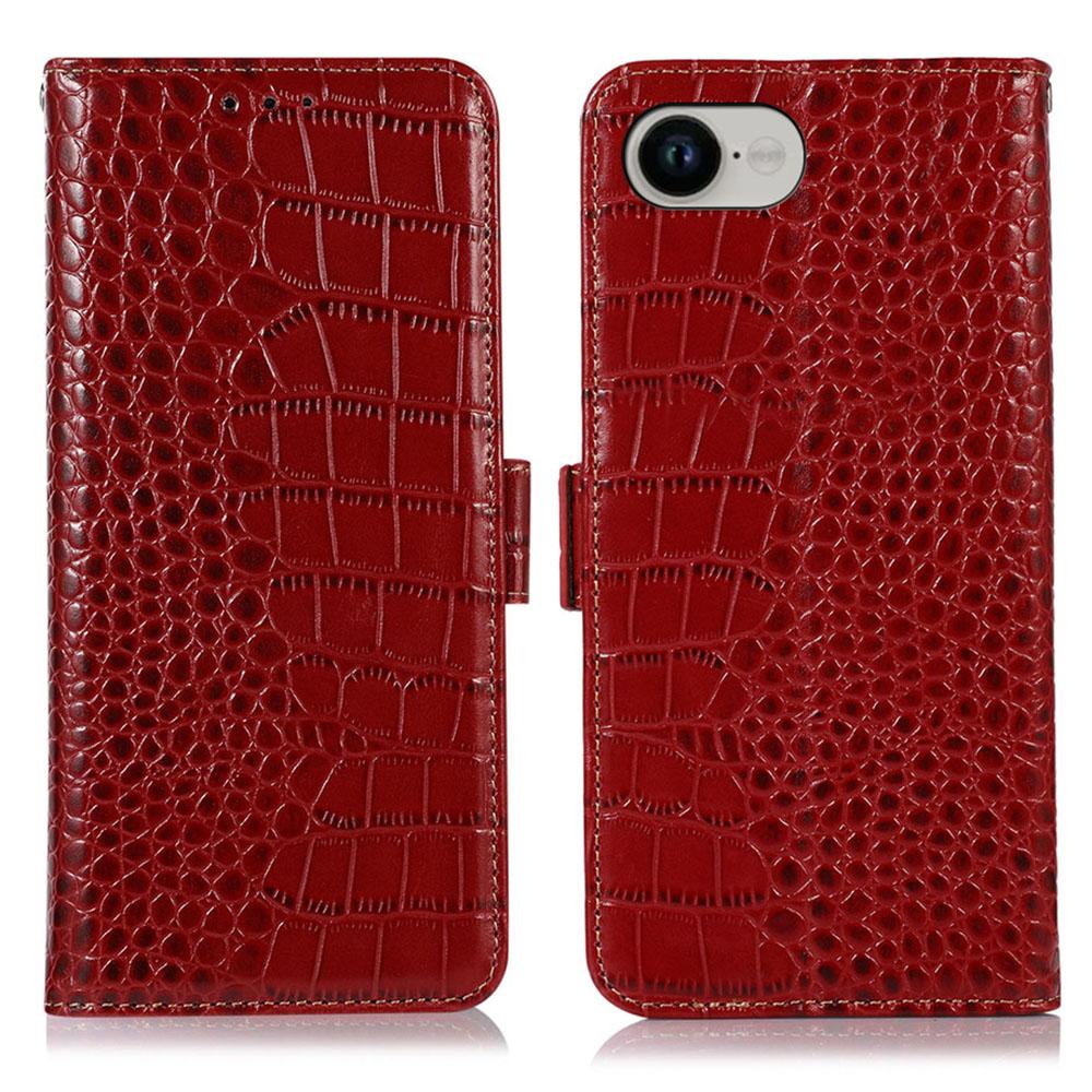 For iPhone 16e Case RFID Blocking Wallet Flip Genuine Cow Leather Phone Cover