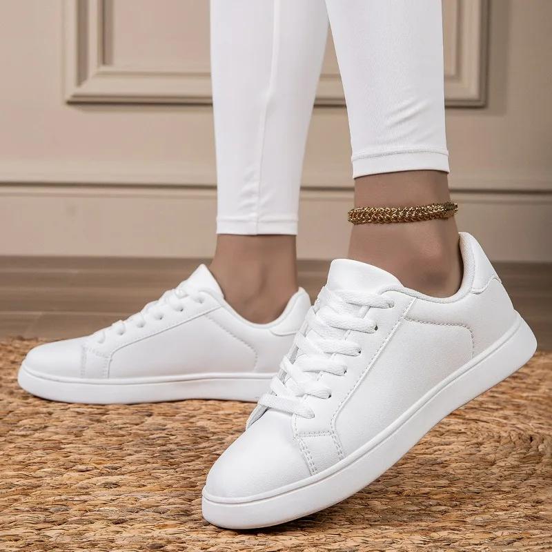MAEDEF Woman Shoes Lace Up White Sneakers Women Men Lightweight Comfortable Skate Shoes Non Slip Ladies Sports Walking Shoe