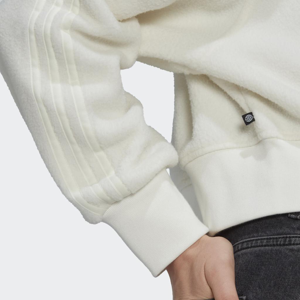 Adidas Originals Trefoil Solid Floral Logo Embroidered Crew Neck Sweatshirt Women Tops White HM1608