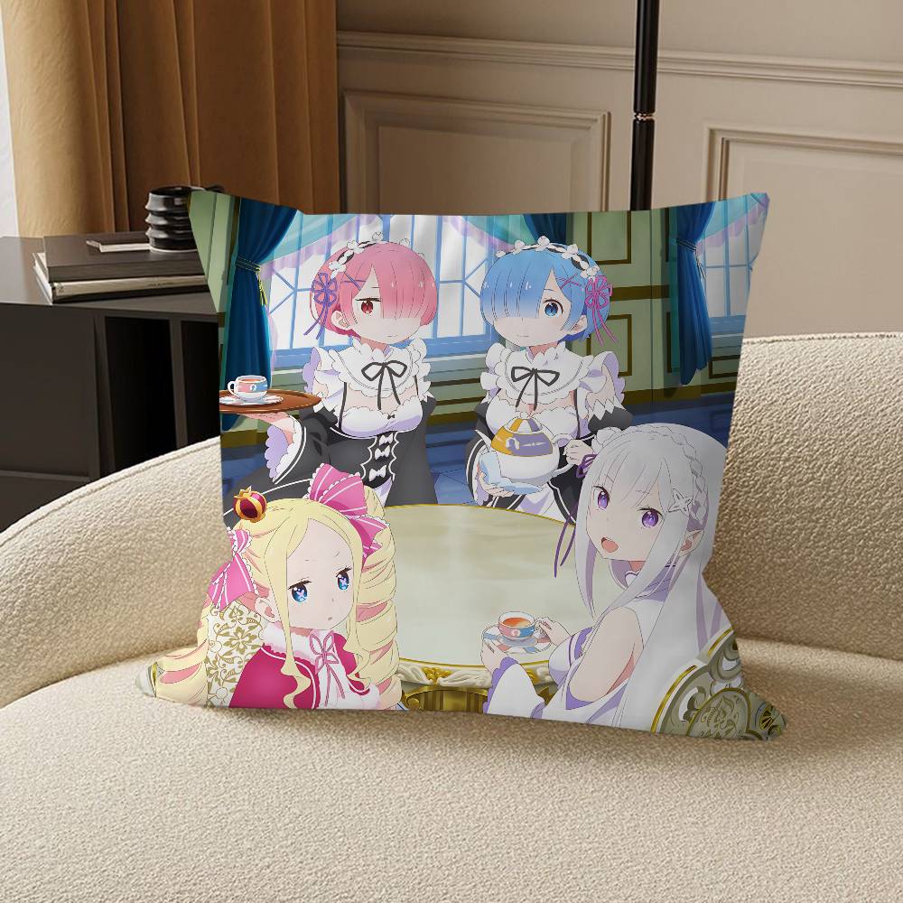 Anime R-Re-Zero Kudde Anime Kudde Soffsäng Huvudkudde Överdrag Kuddöverdrag 45x45 cm Mode