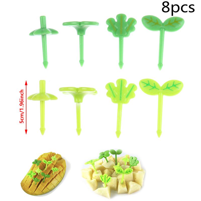 8 Pezzi Forchetta Frutta Stuzzicadenti Foglie Lunch Box Bento Insalata Forchettina Torta Per Bambini