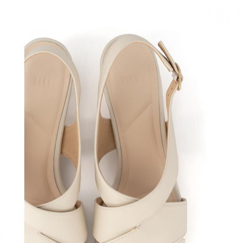 Daks 4cm Cross Leather Semi Dress Sandals Dld301 Ivory