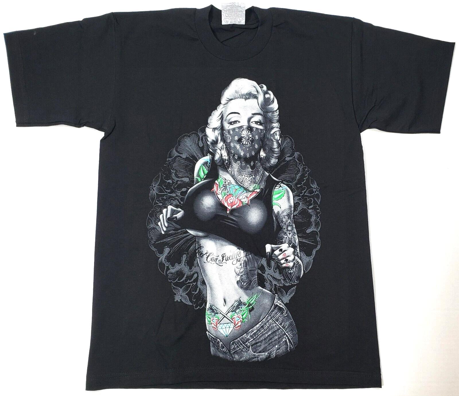 

Marilyn Monroe T-shirt Tattoo Art Urban Streetwear Tee Men s MEDIUM Black New L