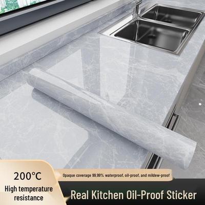 Marble Pattern Kitchen Countertop Protective Film: Oil-Proof, Waterproof, Moisture-Proof, Heat-Resistant, Self-Adhesive, Non-Transparent Sticker.