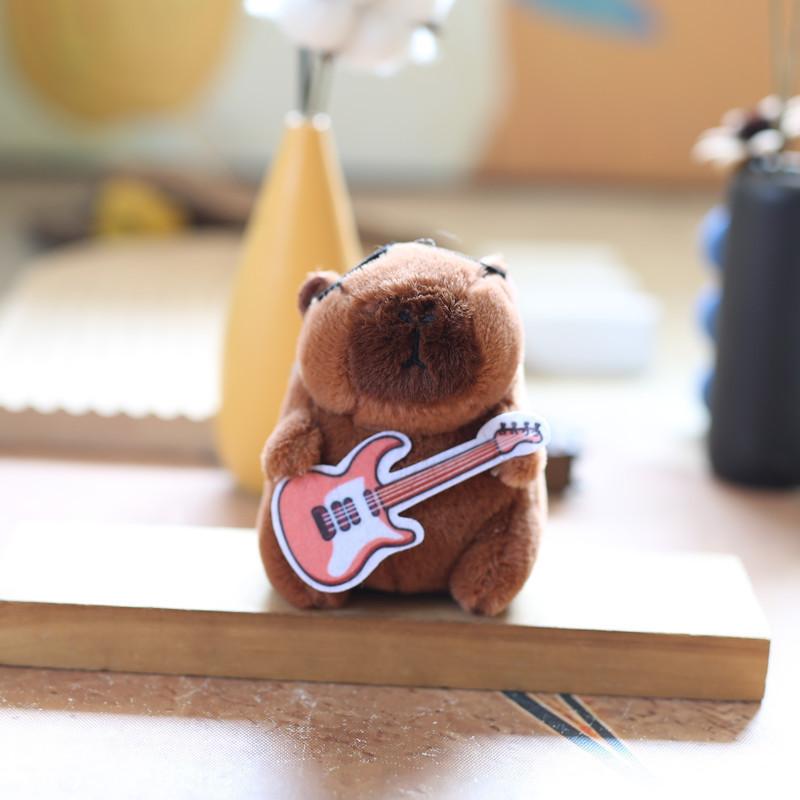 Adorable Plush Capybara Keychain Soft Short Plush Stuffed Animal In Orange