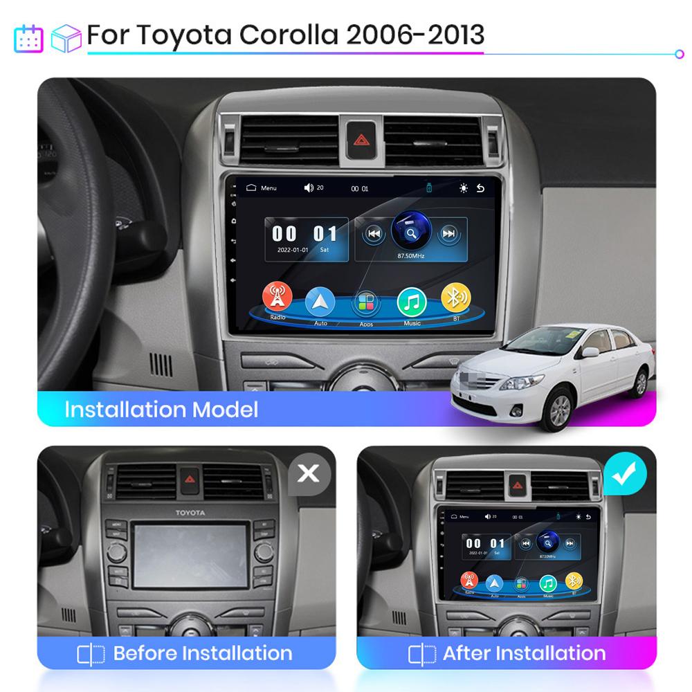 icreative Car Radio Multimedia MP5 Player Head Unit Stereo BT For Toyota Corolla AxioFielder E140 2006-2012
