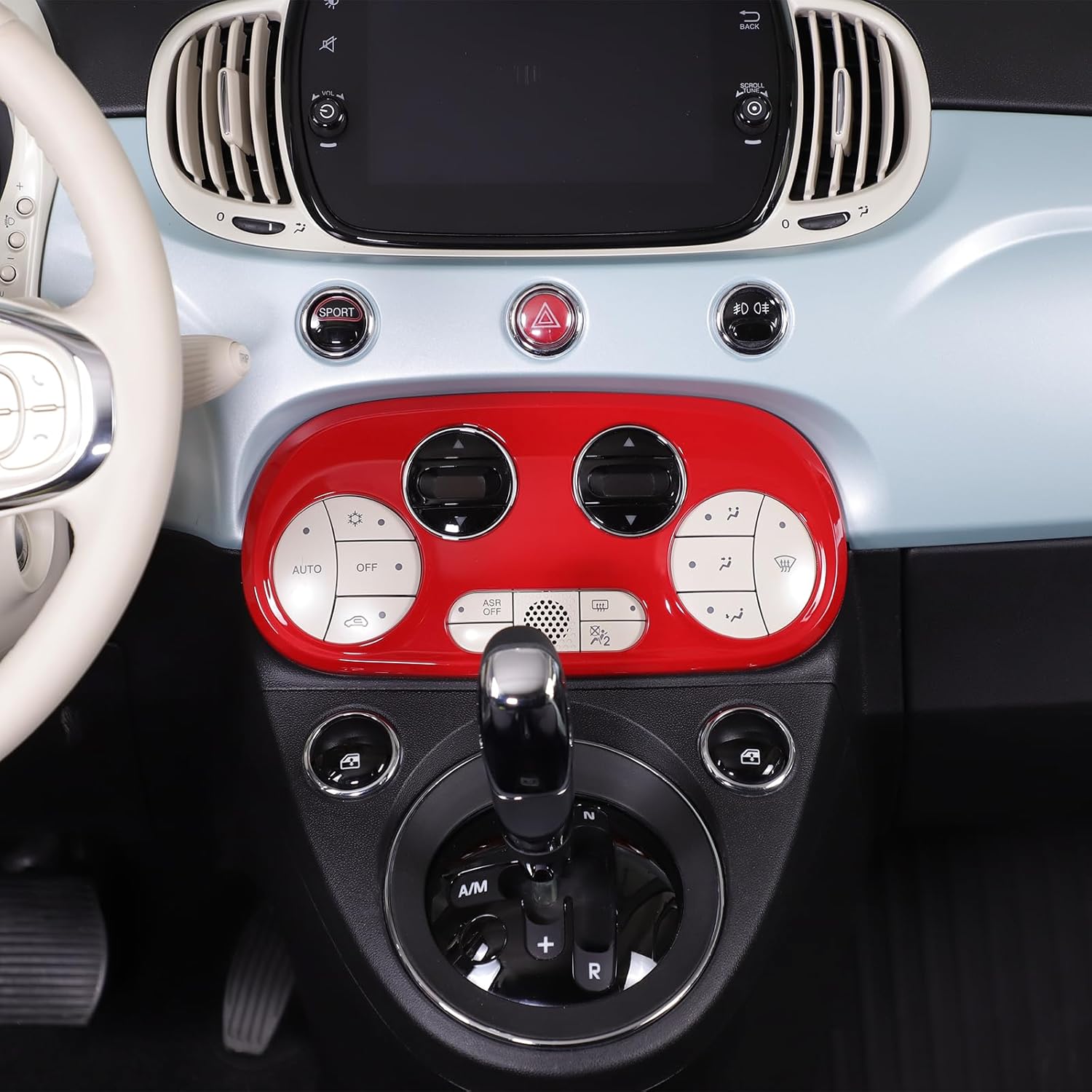 

Center Console Air Conditioning Adjustment Panel Cover Compatible with Fiat 500 2016-2024 A/C Switch Button Panel Sticker Trim Scratch Protector красный