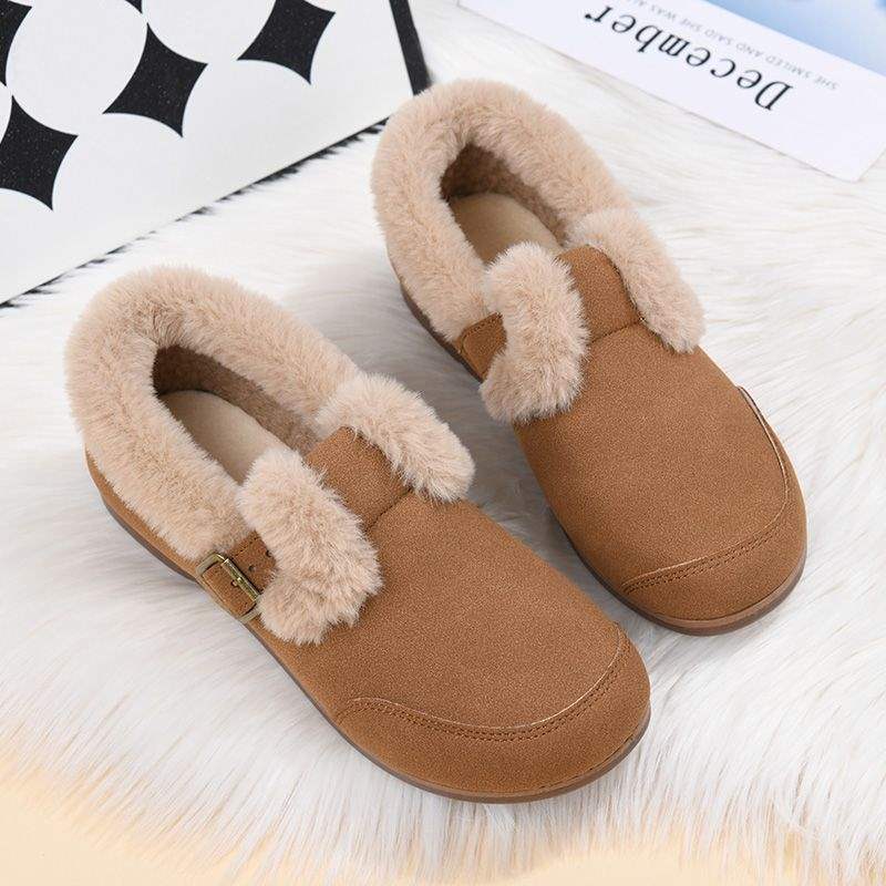 Winter flauschige Schuhe alte Nordbaumwollschuhe Damen gestapelte verdickte warme Mutterschuhe mittelalterliche und ältere weichsohlige rutschfeste flache Stiefel