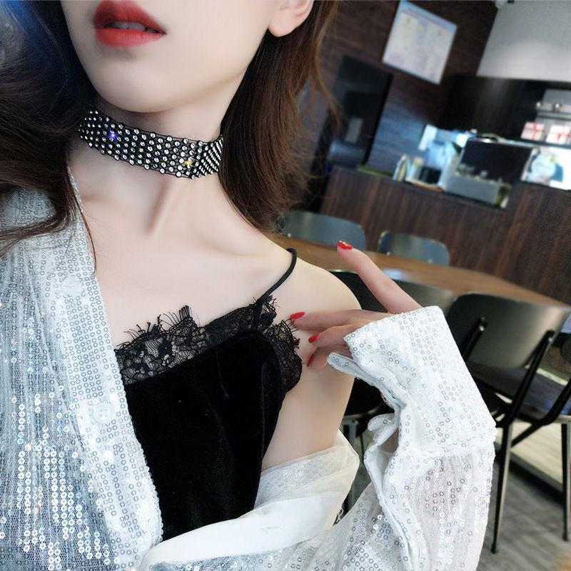 Elegant Multi-Rhinestone Flower Choker Necklace