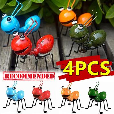 Neu 4-1 Stück Ameisen Deko Outdoor Garten Niedliches Insekt Metall Ameise Wohnzimmer Wandkunst Skulpturen Wandbehang Heimdeko Schmuck Ornament