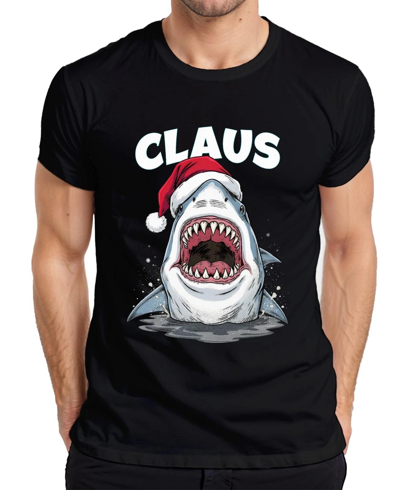CLAUS Weihnachten Haifisch Weihnachtsmütze Hai Film Parodie Herren T-Shirt XXXL