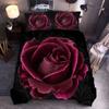 New 3D Rose Mary Weding Bed Clothes Beding Set Print Purple, Red, Blue Flower Home Textile Bed Linen Sets for Double High Quality