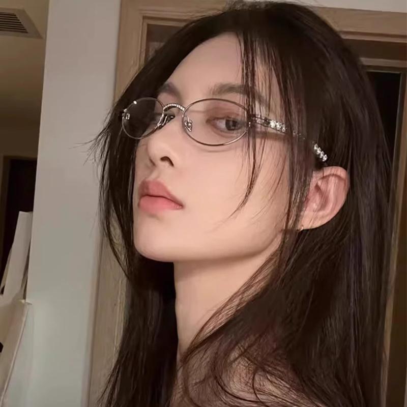 Eyeglasses Frames For Women Men Silver Oval Glasses Anti Blue Light Small Sunglasses With Metal Frame