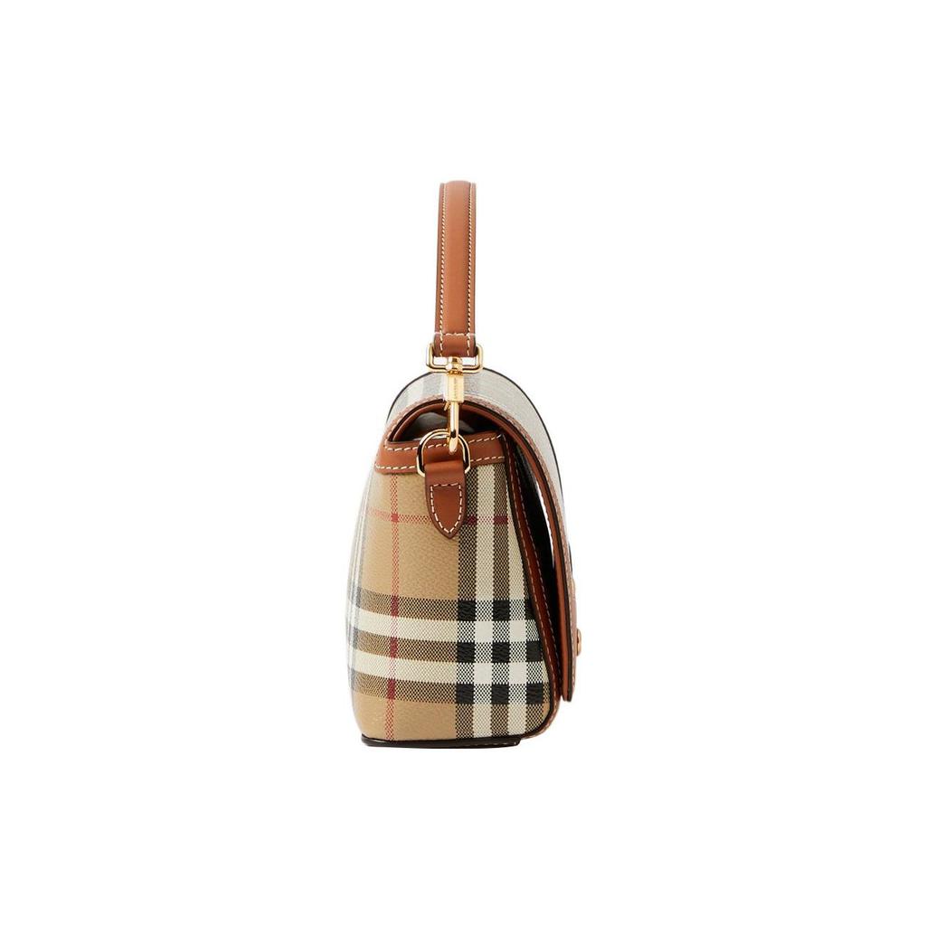 Burberry Borsa a Spalla in Pelle a Quadri Vintage, Borsa a Mano di Lusso con Chiusura a Scatto e Manico Superiore Color Oro per Donna, per il Pendolarismo Quotidiano e le Serate 80661651