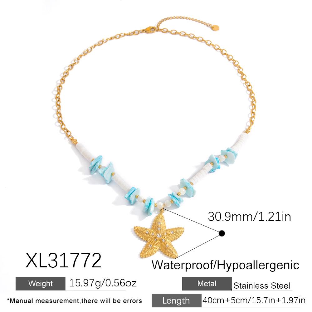 Colorful Ocean Pendant Necklace: Stainless Steel, Casual Vacation Style with Rope Weaving