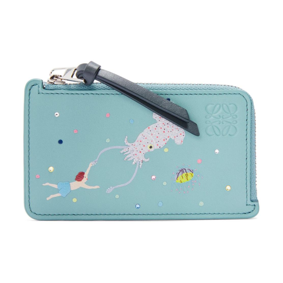 

Loewe X Suna Fujita Collaboration Squid Pattern Crystal Decor Napa Calfskin Wallet Women wallet Water-Blue C643Z40X77-4412 Gift Set(Basic Set+Box+Shopping Bag)